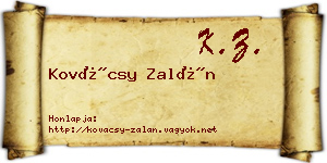 Kovácsy Zalán névjegykártya